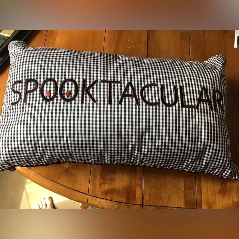 NWOT - McKenzie Child Gorgeous Halloween Pillow “Spooktacular Embroidered